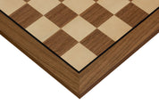 Echiquier sans coordonnées en marqueterie de bois de noyer et sycomore - échiquier luxe de Taille 6 avec une bande noire séparant les cases et les bords