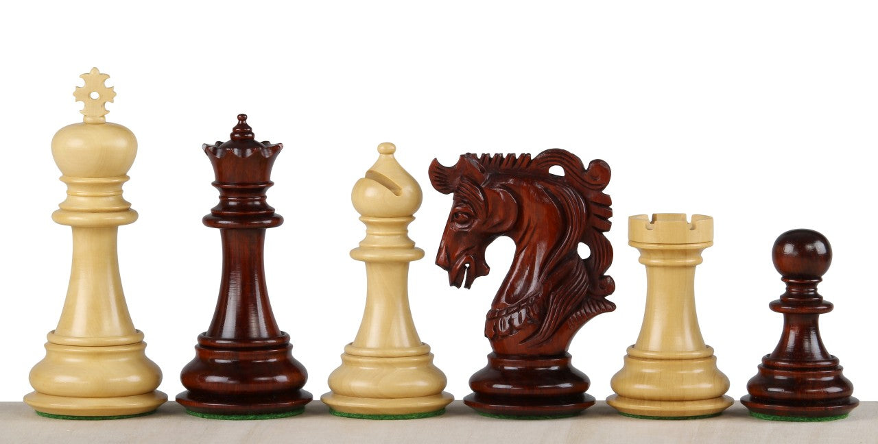Pièces d'échecs Elvis Redwood en bois de padouk et de buis - Taille 4,25'' - Pièces d'échecs Elvis Redwood en bois de padouk et de buis - Taille 4,25''