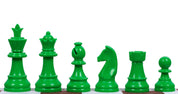 Pièces d'échecs en plastique Staunton, vertes de taille 6 (roi 95mm)