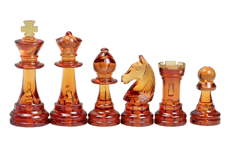 piezas de ajedrez Staunton n.º 6, transparentes y ámbar (rey de 96 mm) - piezas de ajedrez Staunton n.º 6, transparentes y ámbar (rey de 96 mm)
