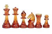 piezas de ajedrez Staunton n.º 6, transparentes y ámbar (rey de 96 mm)