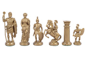 Figure di scacchi stilizzati dell'Impero Romano, nero e oro (re 98 mm)
