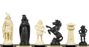 Viking stylized chess pieces, cream and black (king 98 mm)