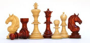 Pièces d'échecs Unicorn en bois de padouk et buis - Taille 4,25''