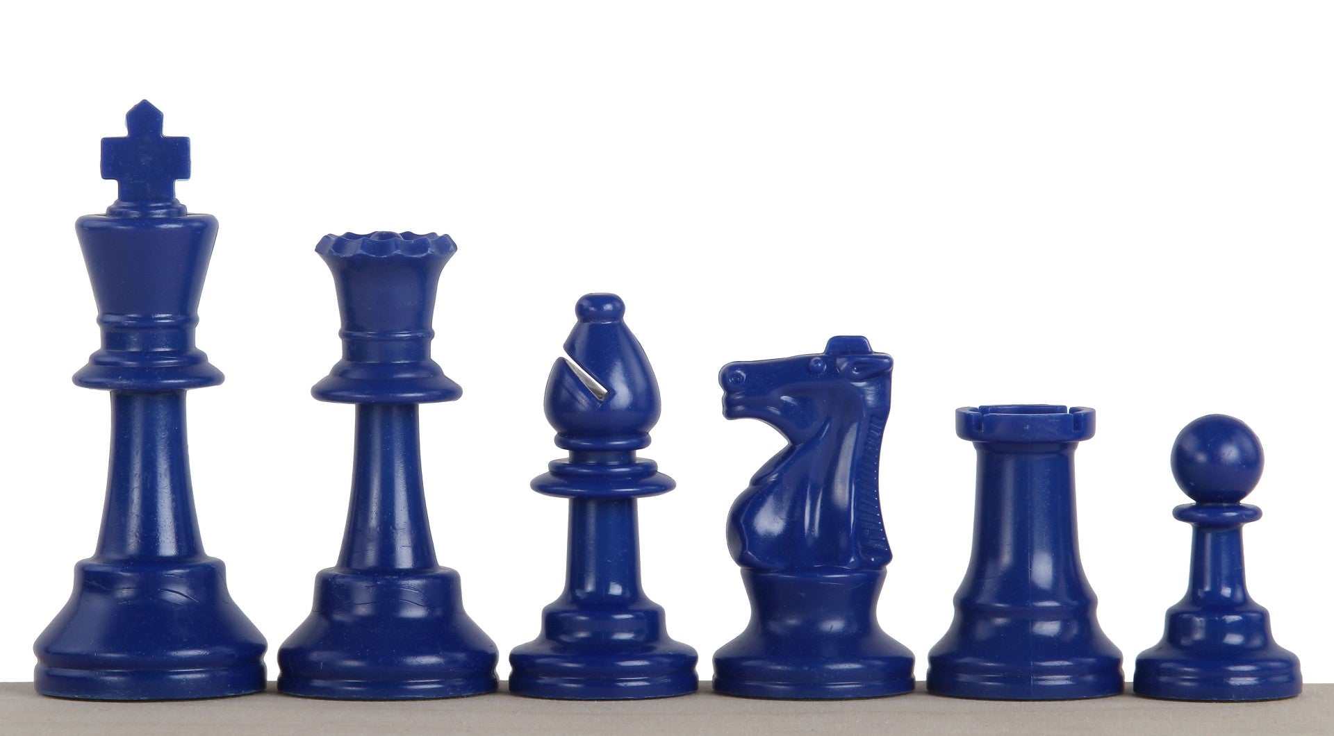 Pièces d'échecs bleues en plastique feutrées de taille 6 - Pièces d'échecs bleues en plastique feutrées de taille 6