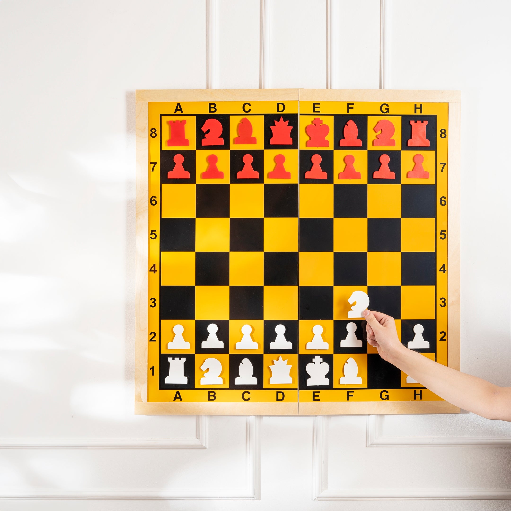 Demonstration magnetic chess set in wooden frame - Demonstration magnetic chess set in wooden frame