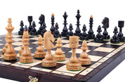 Jeu d'échecs INDIEN en bois de cerisier sauvage, de taille moyenne (47,0 x 46,5cm) - Ensemble Complet