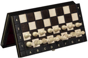 Jeu d'échecs Scolaire MAGNETIQUE en bois de charme, pliant, de petite taille (27 x 27cm) - Ensemble Complet