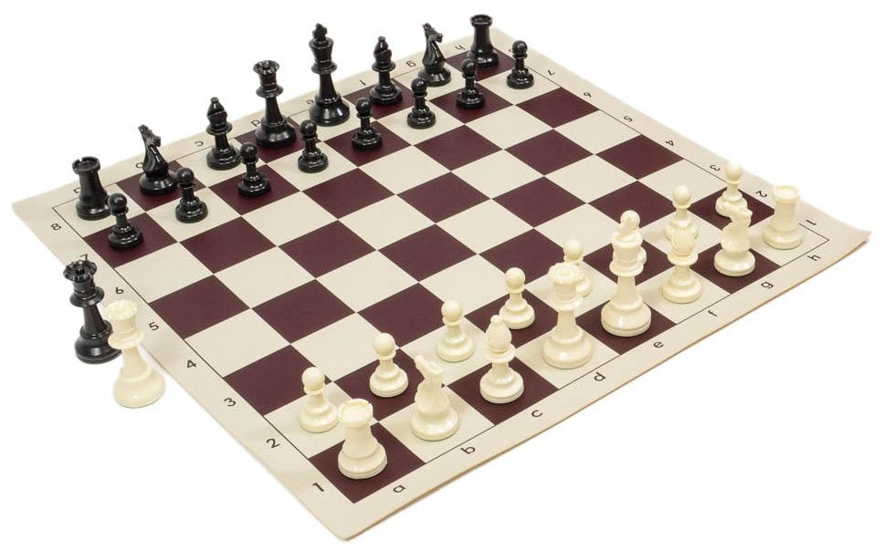 Zestaw szachowy - figury plastikowe DCP03G (król 96 mm) + szachownica zwijana o polu 57 mm - Zestaw szachowy - figury plastikowe DCP03G (król 96 mm) + szachownica zwijana o polu 57 mm